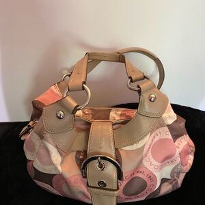 Coach Pink and Tan Shoulder Bag